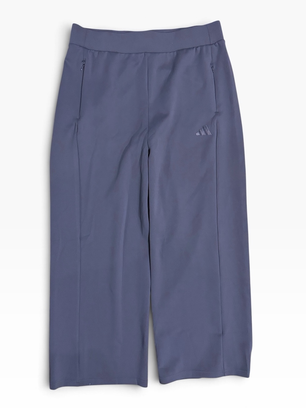 Adidas Wide Leg Sweatpants Womens XL Gray Waistband Zip Pocket Stretch